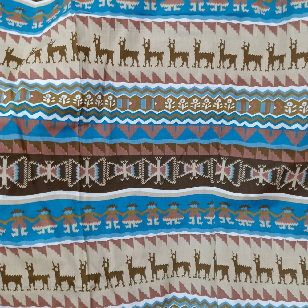 Vintage Full Flat Sheet Burlington Pueblo Southwest No-Iron Percale